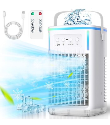 Portable Air Cooler Fan with Remote, 4 in 1 Evaporative Air Cooler 1500ml Tank,