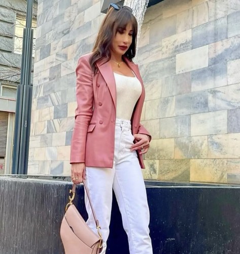 ZARA NEW WOMAN FAUX LEATHER DOUBLE-BREASTED BLAZER JACKET