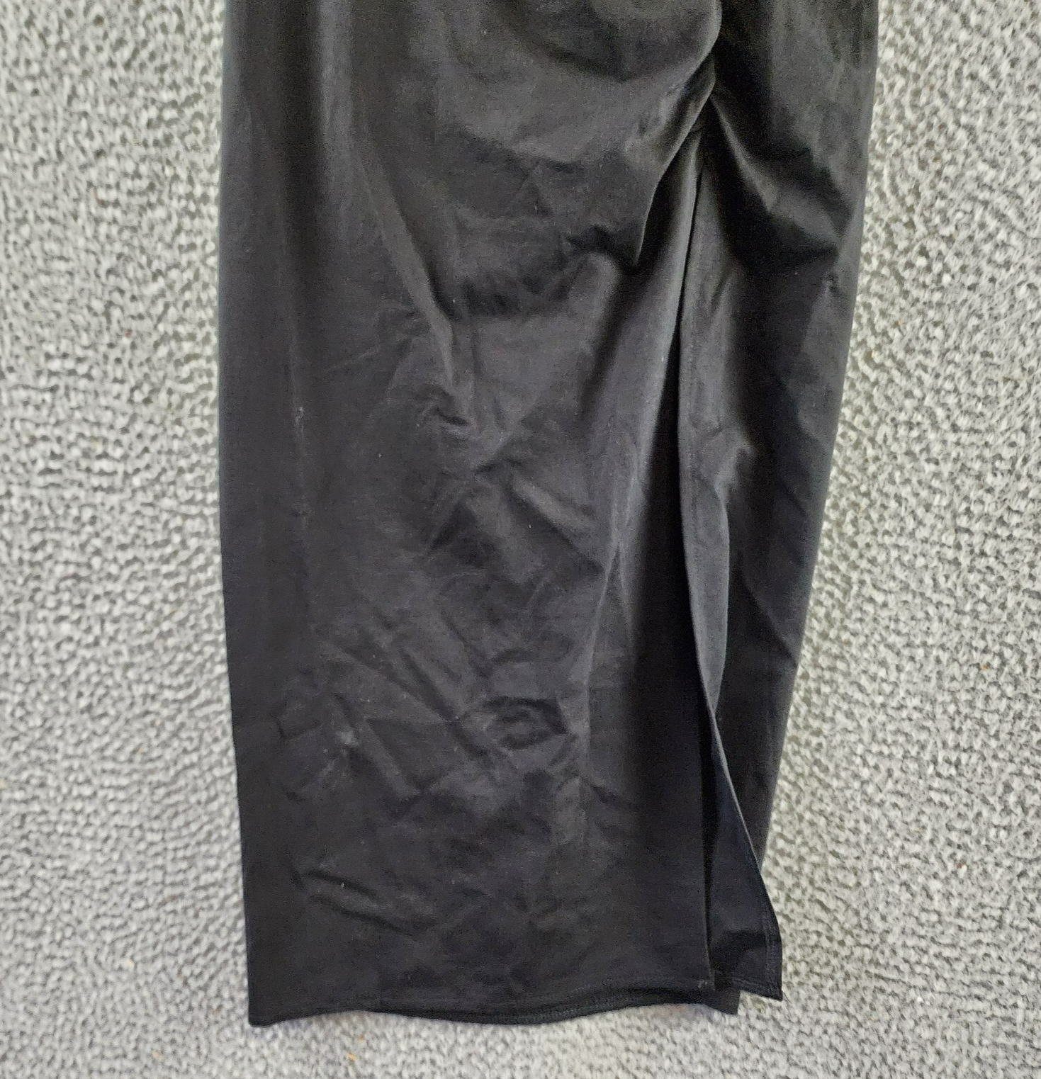 Another Mode Side Slit Rose Applique Skirt Women's L Black Ruched Elastic Waist - Picture 3 of 11
