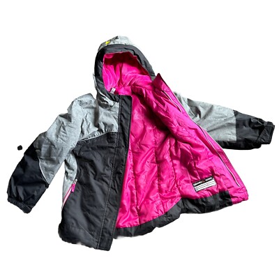 Gerry Girls 10/12 Black Pink Full Zip Winter Hooded Coat