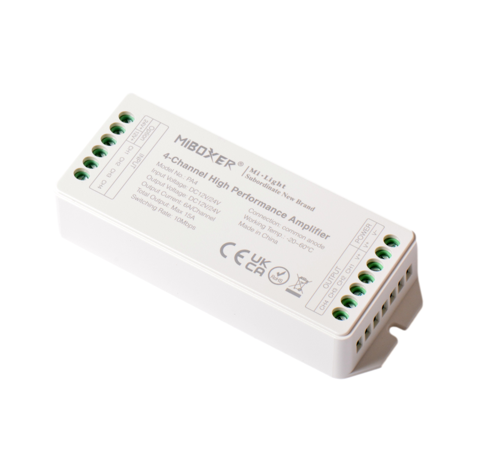 AMPLIFICATORE PROFESSIONALE PER LED STRIP STRISCE RGBW 12V 24V 15A B6B4
