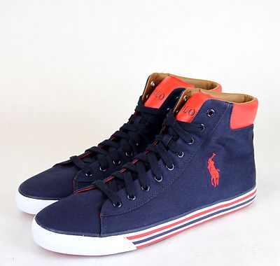 New Authentic Polo Ralph Lauren Harvey Canvas High Top Sneaker w/Logo