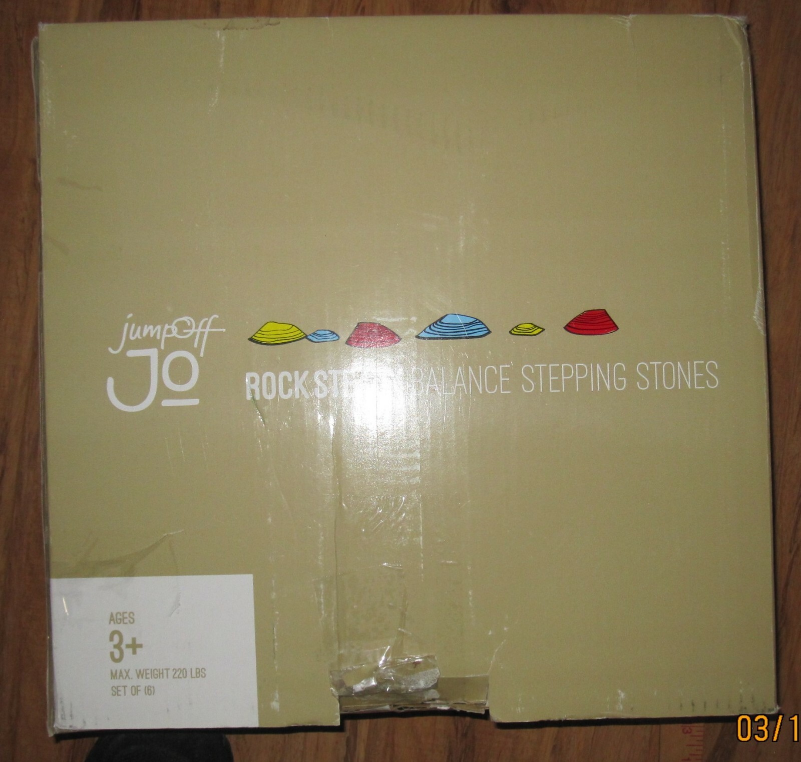 JumpOff Jo Rock Steady 6 Stepping Stones 3 Lg & 3 Smaller Stones Ages 3+ Toys