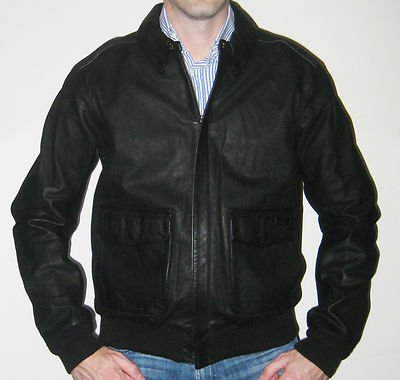 Ralph Lauren Polo Black Farrington Leather Bomber Jacket
