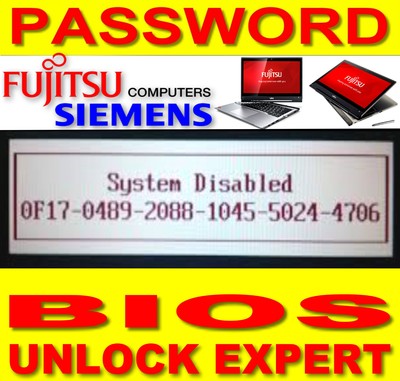 Fujitsu STYLISTIC Tablet Reset Unlock BIOS Password HASH CODE 6x4 NEW SERVICE 
