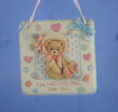 Cherished Teddies NOS NIB Quilts of Friendship Bear w/Straw Hat Plaque 627372