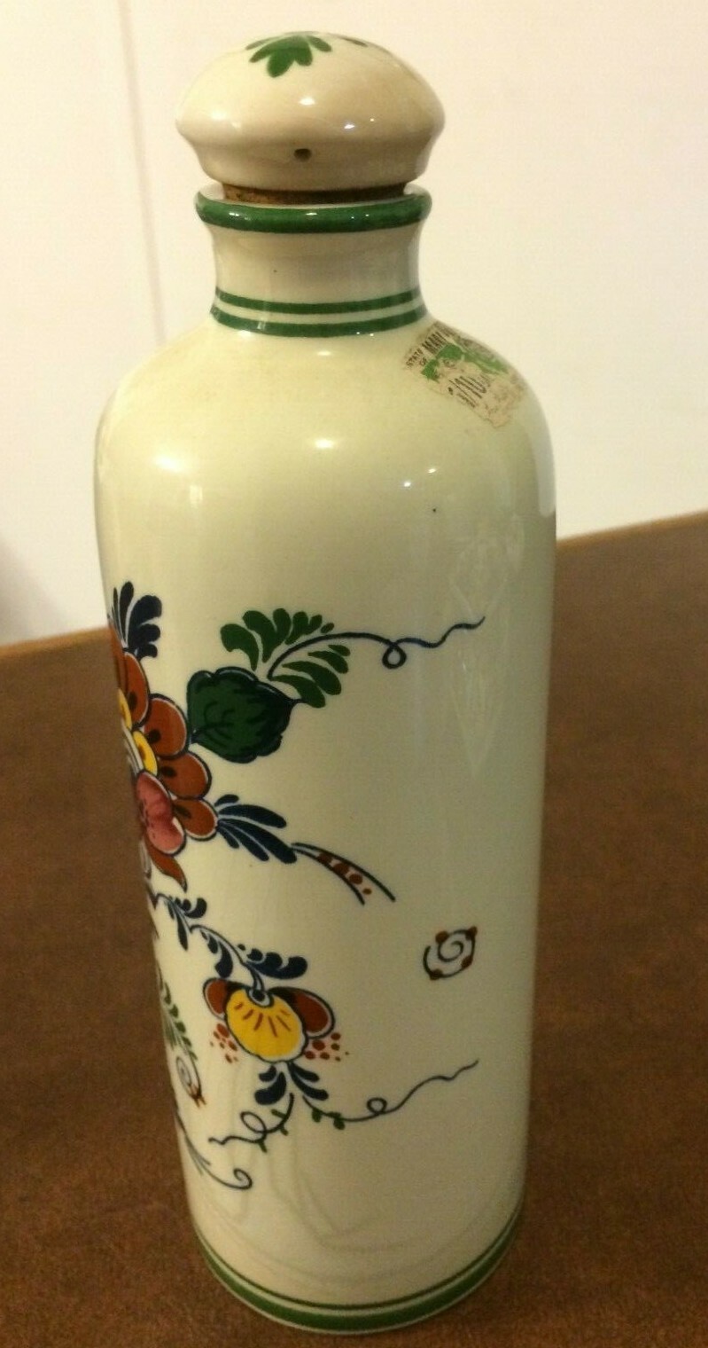 Bols Dutch Delft Polychrome Empty Bottle With Stopper