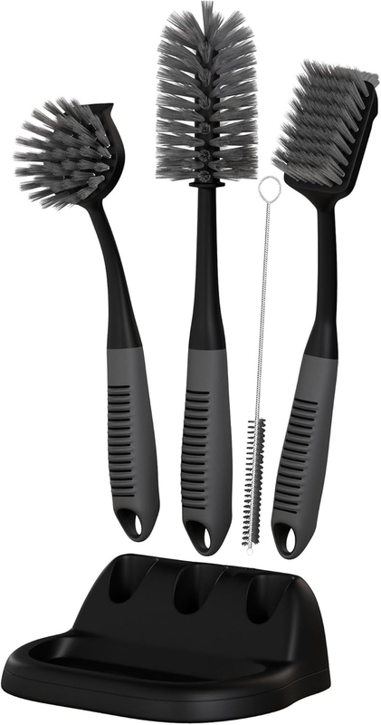Dish Brush Set of 3 with Bottle Water Brush, Scrub Brush and Scrubber Brush - Ki