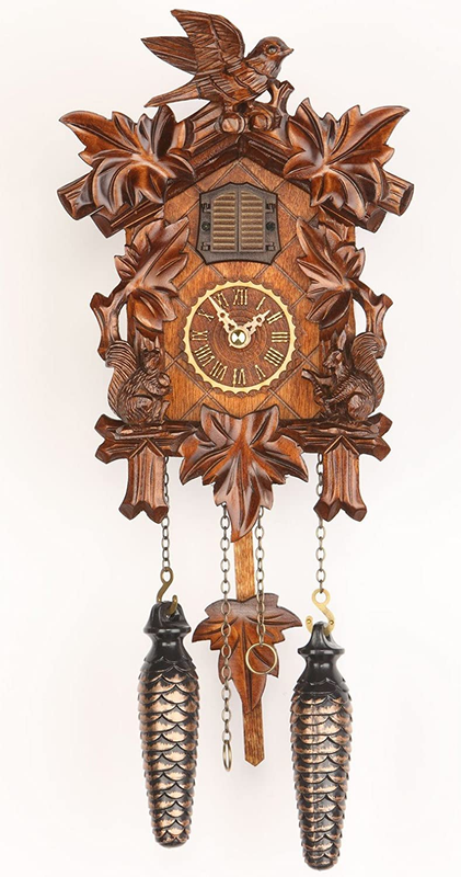 Trenkle Quartz Cuckoo Clock 5 Leaves, Bird, with Music TU 37