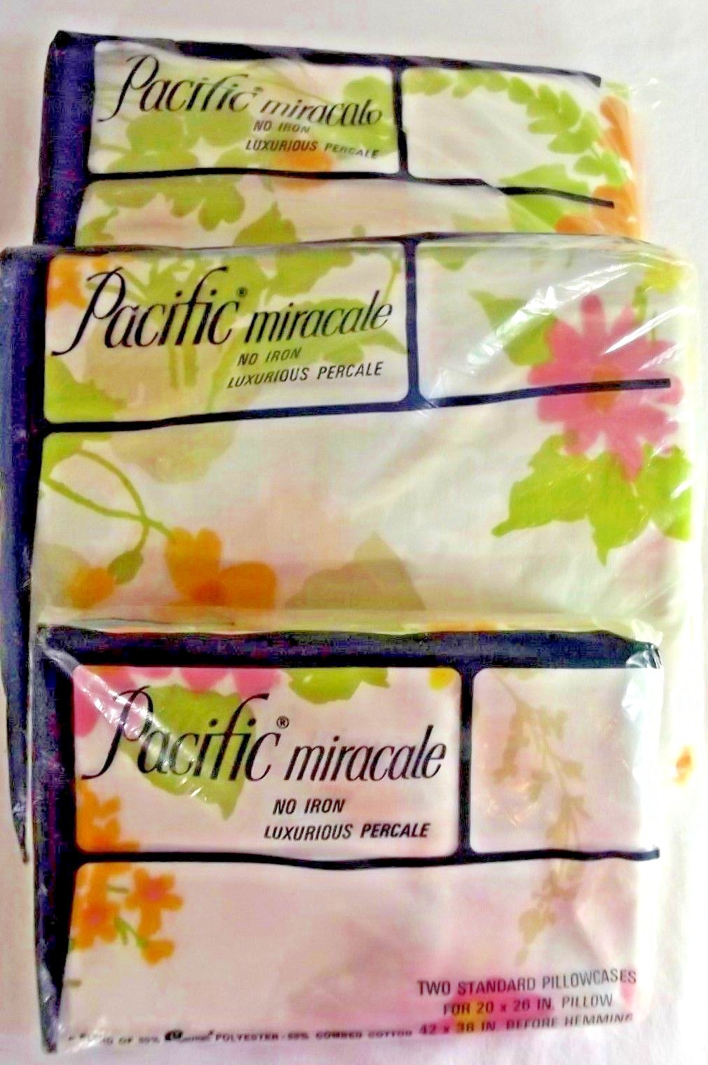 Pacific Miracale VINTAGE TWIN 4 Pc SHEET SET - Shadow Flowers - 1960s NEW