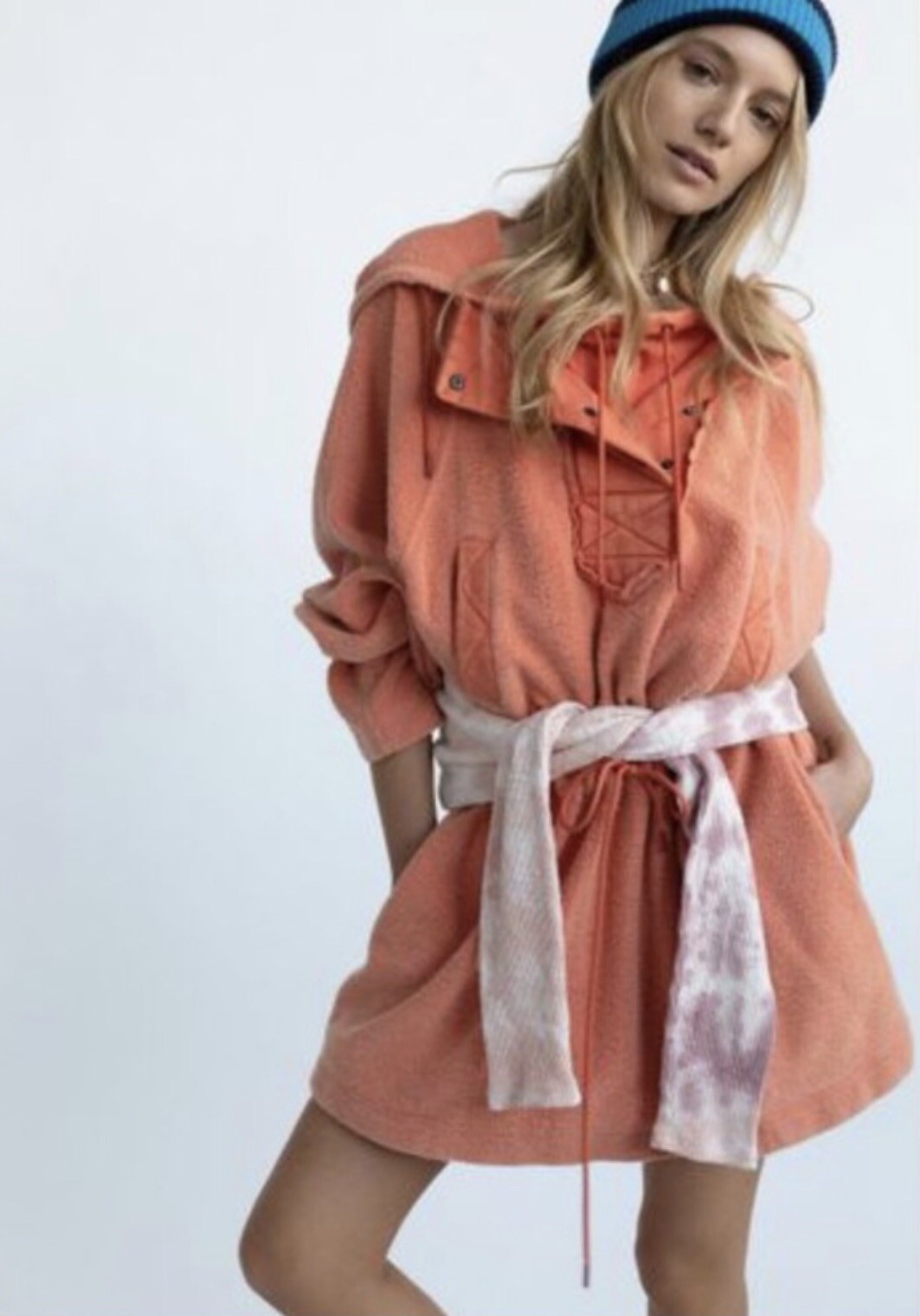 

Трикотажная куртка Free People Sadie Surplus Пуловер с капюшоном Коралловый  СЗТ, Orange coral