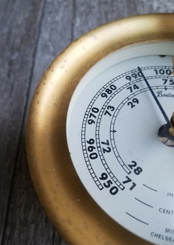 Vintage Brass Chelsea Boston  Barometer Maritime Marine Nautical 4-1/4
