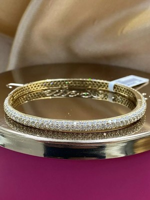 9.3Ct Round Lab Created Diamond Women Bangle Bracelet 14K Yellow Gold Plated 2/4