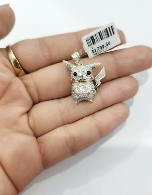 Pre-owned Pokémon 10k Yellow Gold Real Diamond Pikachu Original  Pendant Charm Anime