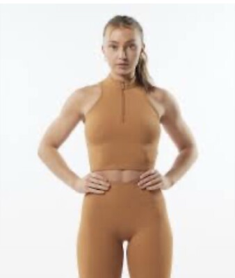 Alphalete Pulse Zip Tank - Chestnut,Size Small