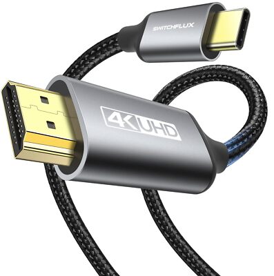 USB C to HDMI Cable 4K 6 FT Aluminum Type C to HDMI Cable High Speed Braided ...