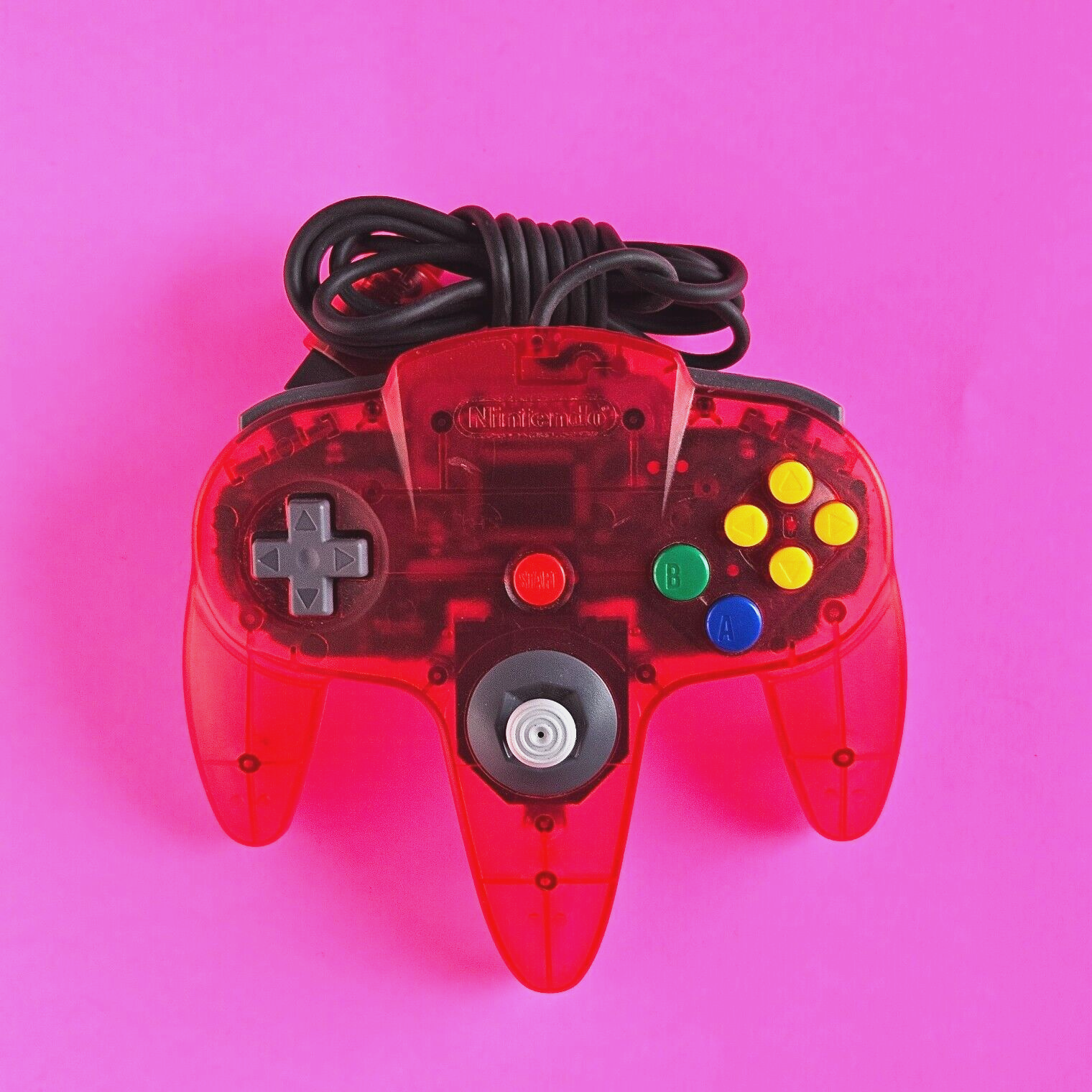 Official Nintendo 64 WATERMELON RED / CLEAR BACK Controller Official Nintendo 64 WATERMELON RED / CLEAR BACK Controller