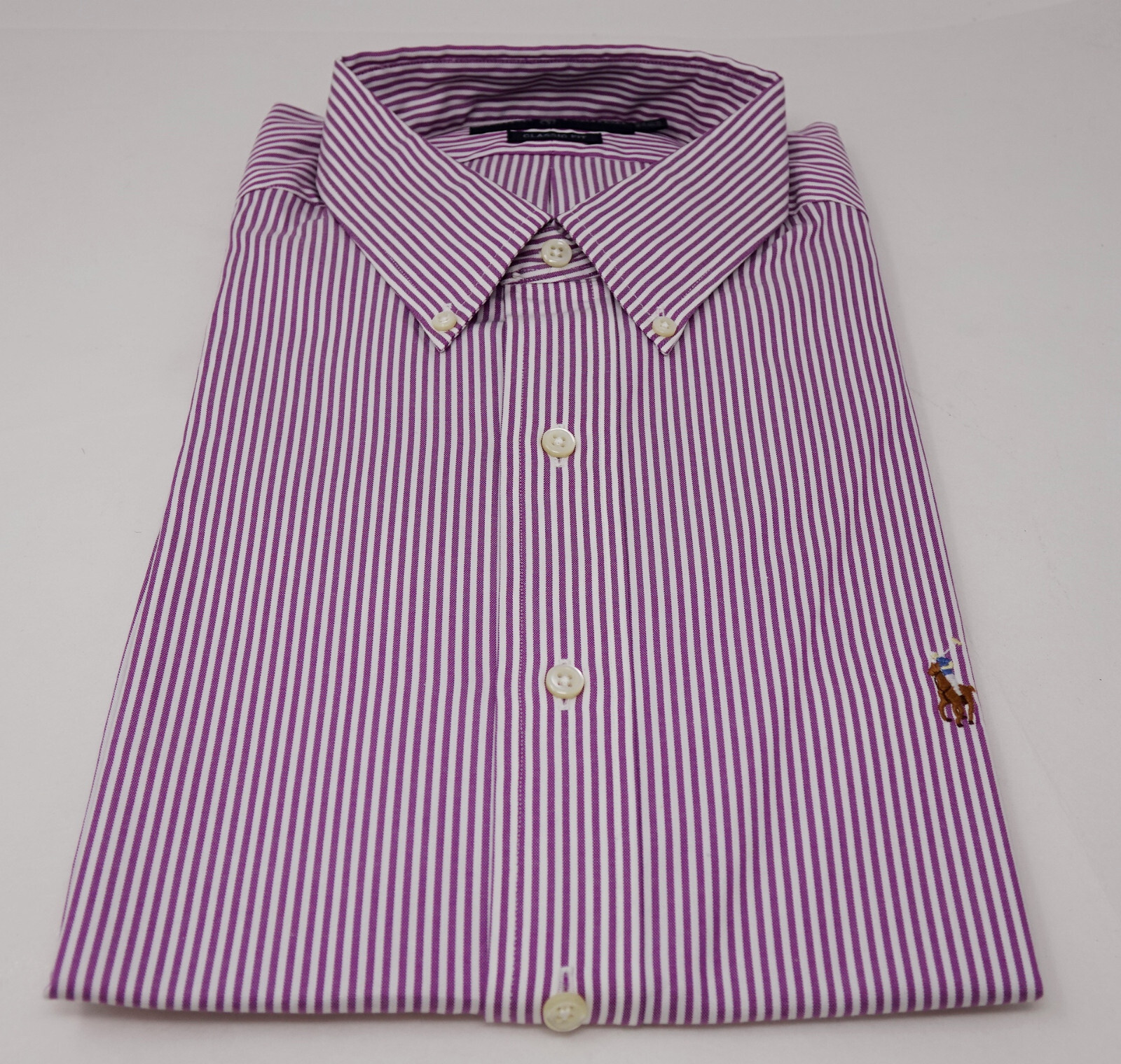 

НОВИНКА Мужская классическая рубашка в фиолетовую и белую полоску от Ralph Lauren, размер 16,5–34/35, Фиолетовый