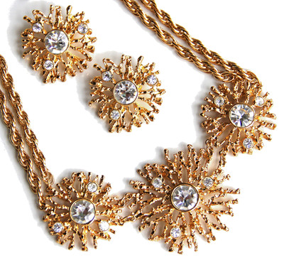 KJL Avon Kenneth Jay Lane Regal Riches Crystal Rhinestone Necklace and Earrings