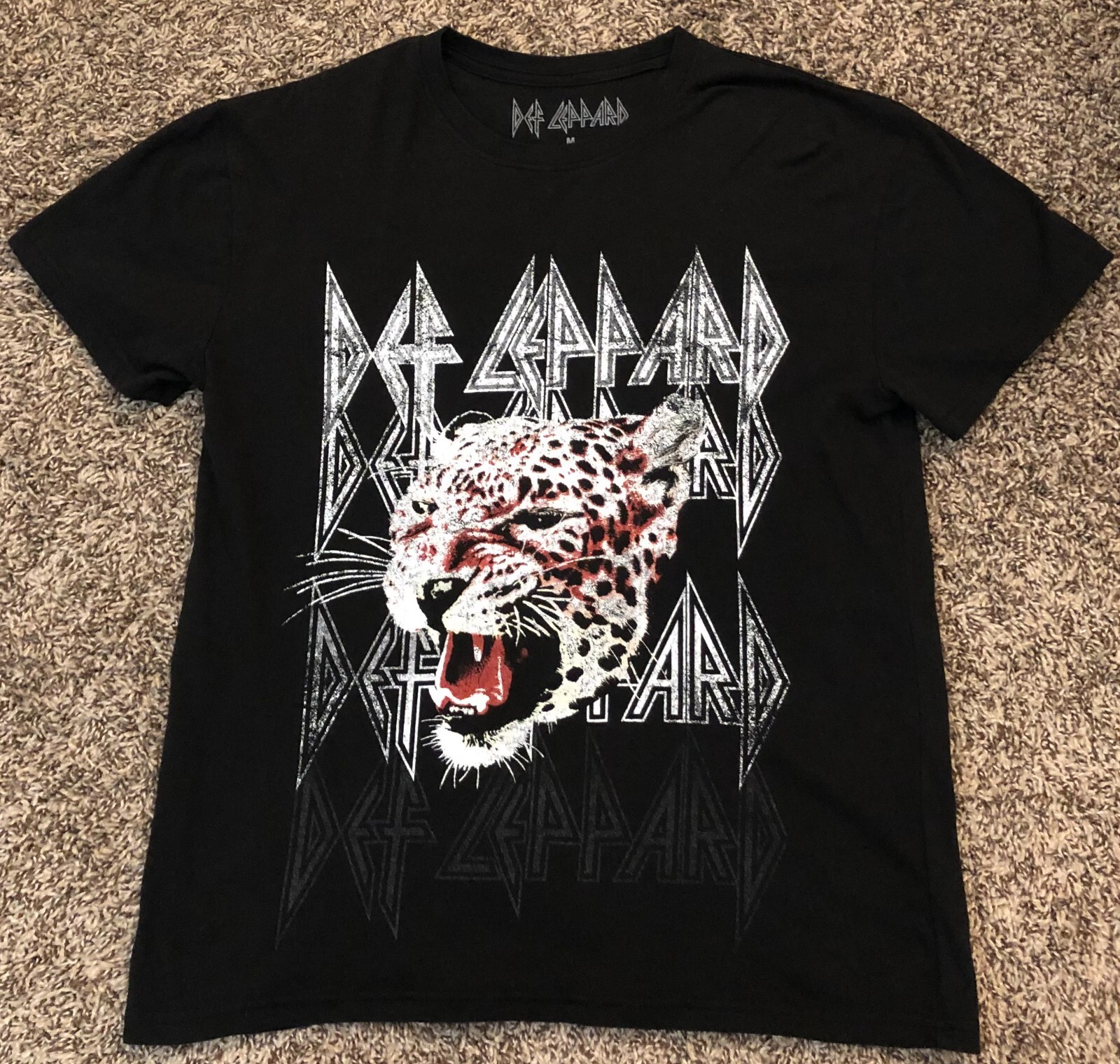 Def Leppard Leopard Tiger Retro Style Women's Black T-Shirt