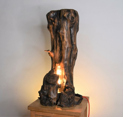 Wurzelholz Lampe, Baumstumpflampe 