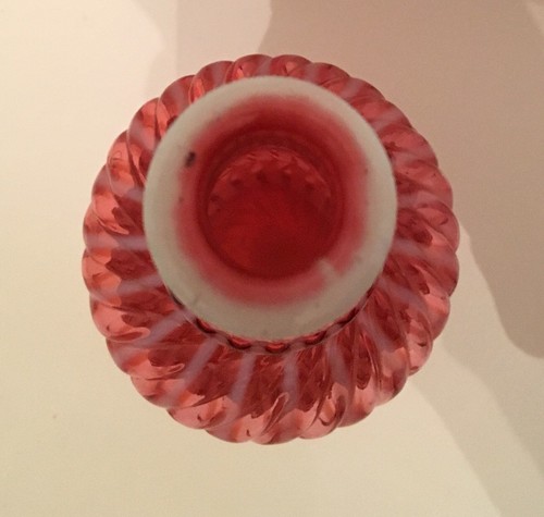 RARE NORTHWOOD Chrysanthemum Cranberry Opalescent Striped Barber Bottle