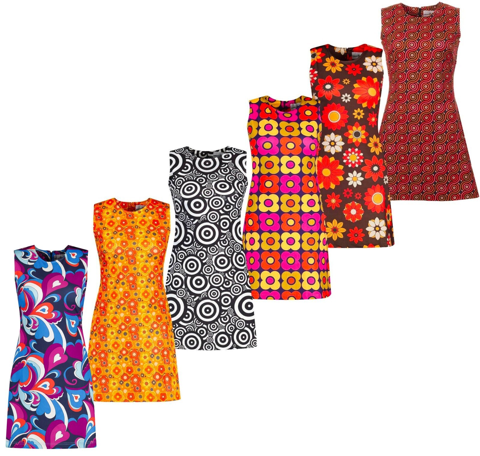 NEW MADCAP RETRO MOD 60s Sixties 70s Print SLEEVELESS DRESS NEW MADCAP RETRO MOD 60s Sixties 70s Print SLEEVELESS DRESS