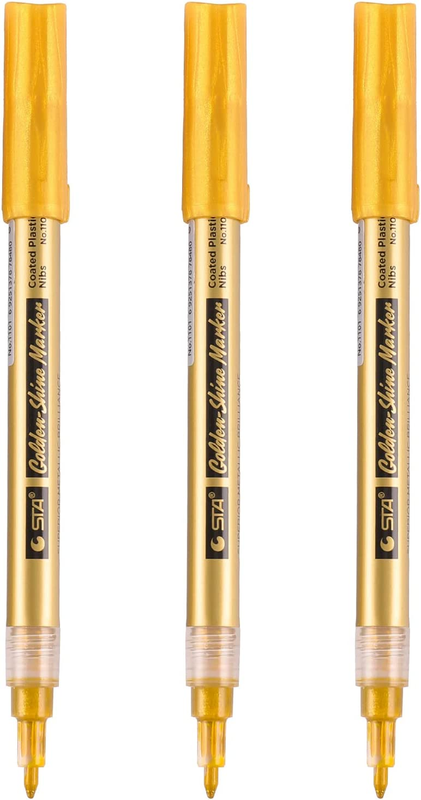 Golden Shine Marker, Sparkle Gold Paint Pens for Black Paper, Glass, Leaf, Rock