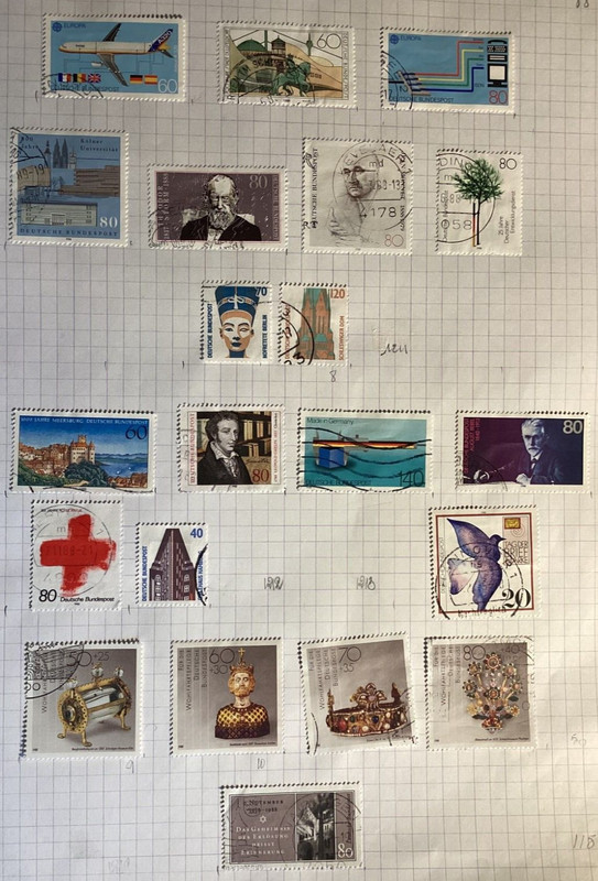 Timbres D'Allemagne Federale  NÂ°1199 Ã  1211 - 1214 Ã  1221  OblitÃ©RÃ© 1988