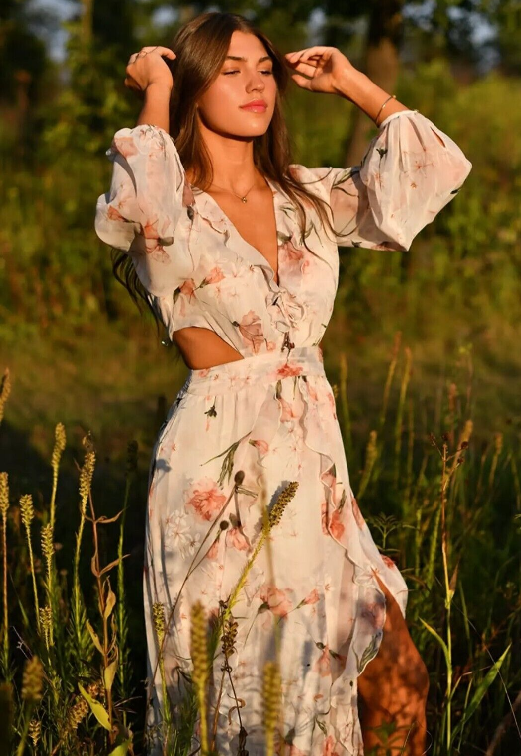 ワンピース Her lip to Floral Cut Out Long Dress 41l110BIzDL.jpg