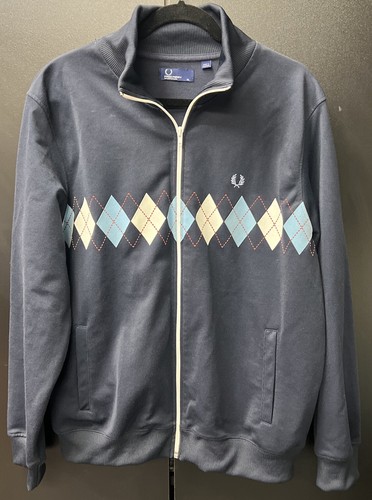 Vintage Fred Perry Mens Track Jacket Size XL Blue Navy