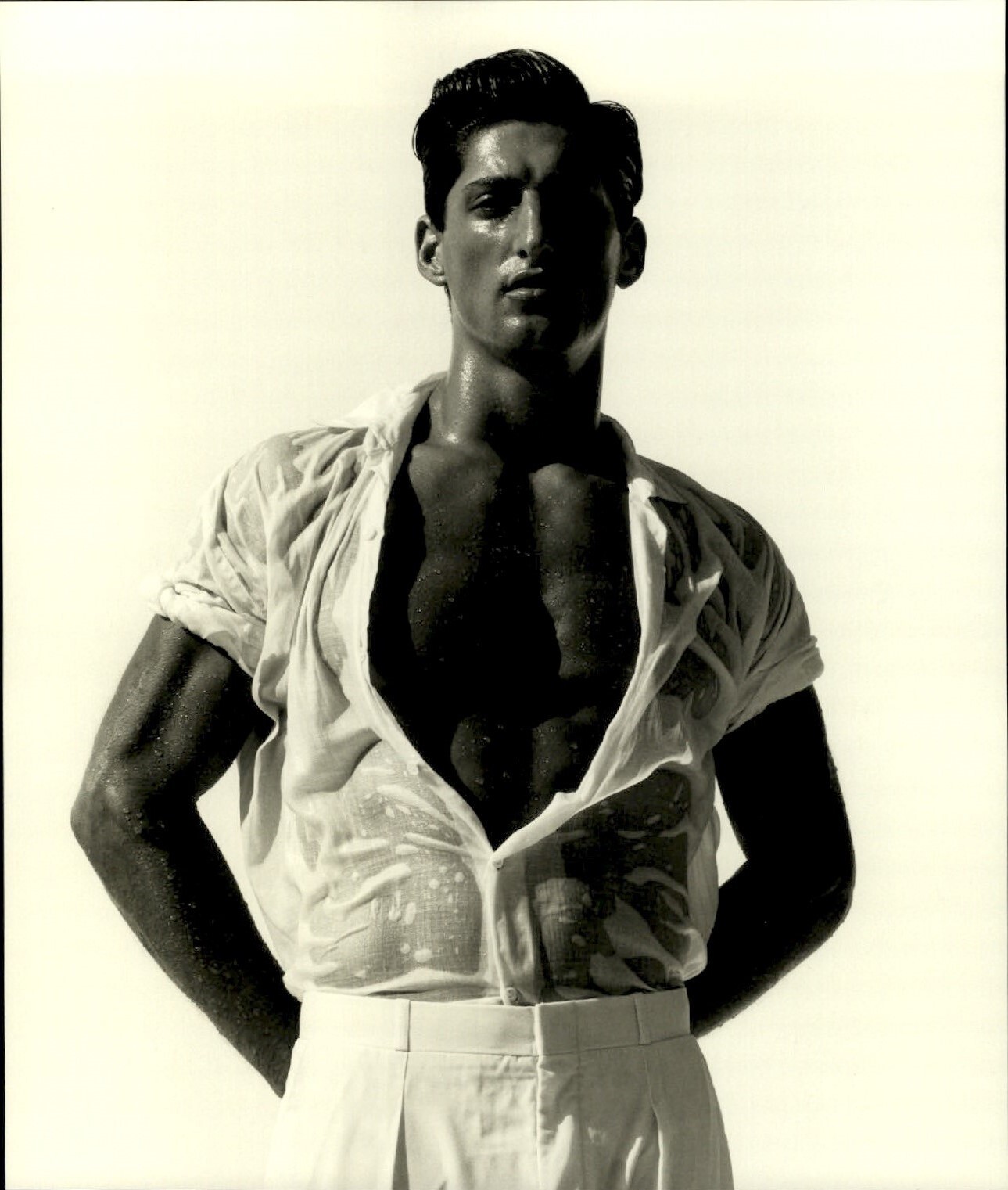 HERB RITTS 写真集 1988 Original HERB RITTS Male Model Tony in all White Wet