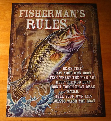 SHOW OFF YOUR ROD FISH NAKED Rustic Fishing Lodge Fisherman Cabin Sign Decor NEW