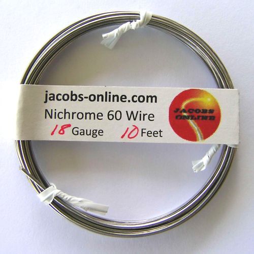 Nichrome 60 resistance wire, 18 AWG (gauge), 10 feet