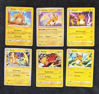 Raichu Fans Pokemon Card Collection Set of 6 Raichu Cards English NM