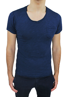 MAGLIA T-SHIRT DIAMOND UOMO BLU NOTTE MANICHE CORTE SLIM MAGLIETTA da S a 3XL