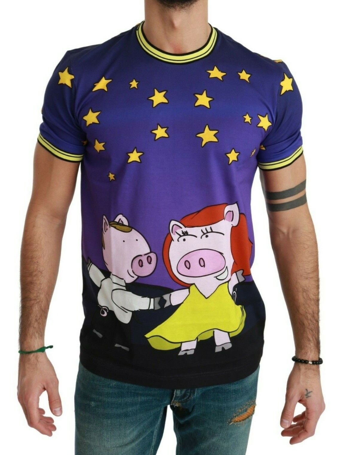 Pre-owned Dolce & Gabbana T-shirt Purple Cotton Top 2019 Year Of The Pig It44 / Us34 / Xs