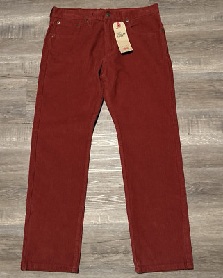 NEW Levi's 502 Regular Taper Red Corduroy Pants Men s Size 32x30 (Actual 32x28)