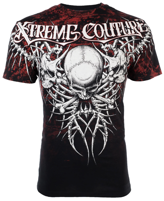 Xtreme Couture Affliction Men's T-Shirt BARE BONE Skull Black Tattoo Biker S-2XL