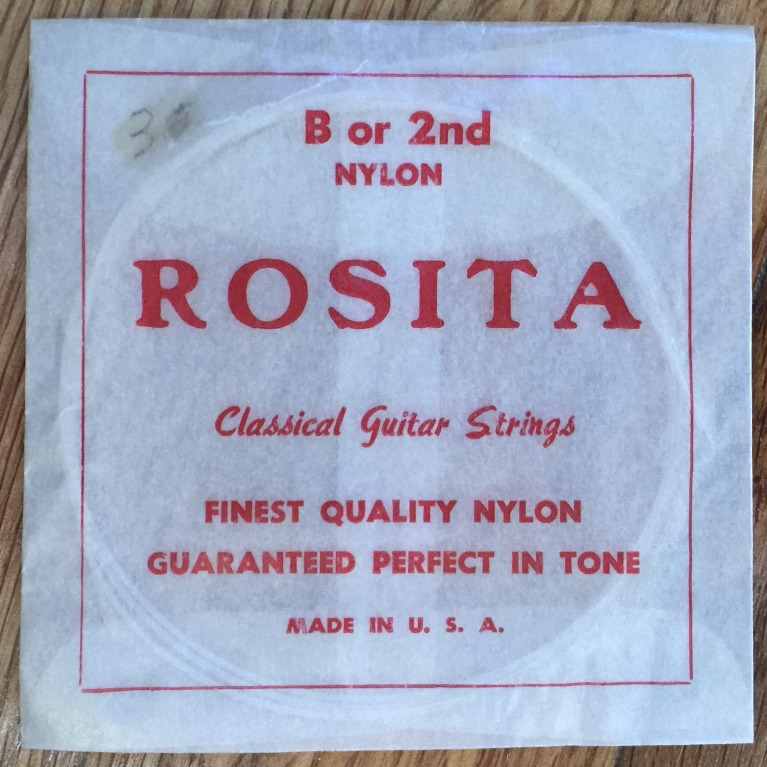 Nine (9) Vintage Rosita Nylon Classical Guitar B, or 2nd, Strings