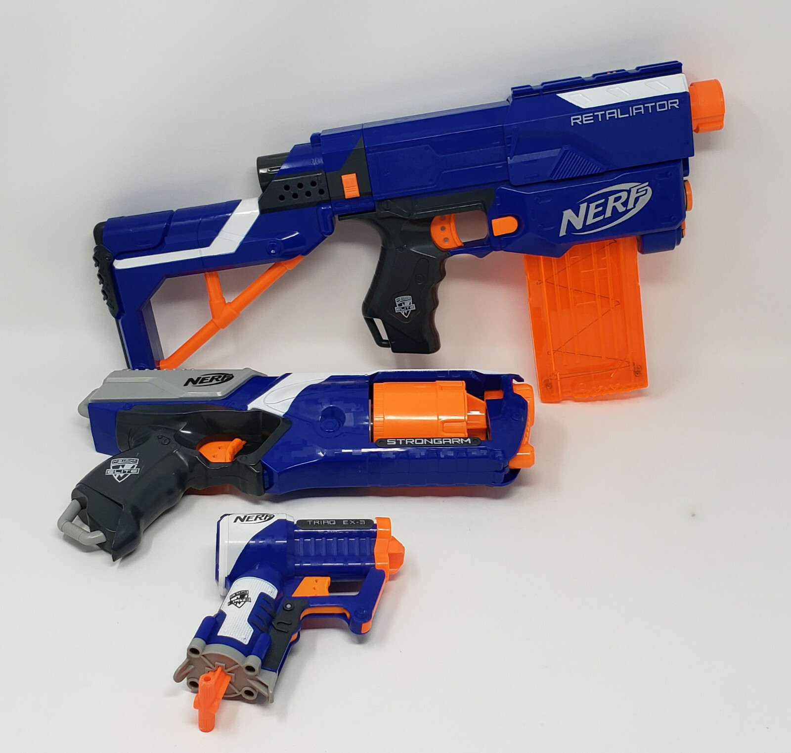 NERF トイガンセット Triad EX-3 N-Strike Elite Triad EX-3 Blaster Elite NERF White Mini Gun