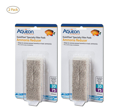 Aqueon Replacement Specialty Filter Pads Ammonia Reducer, 20/75 (2 PACK) 