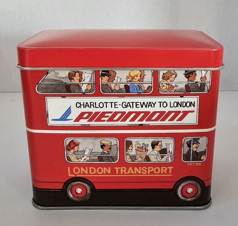 PIEDMONT AIRLINES Charlotte Gateway London Souvenir Tin Box With Tea Bags Sealed