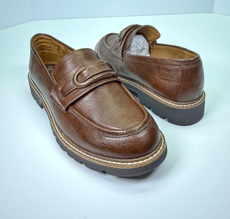 EuroSoft by Sofft Lola Brown Faux Leather Lug Sole Loafers Women Size 7