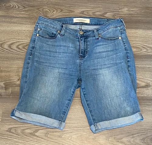 ★ ★ Women's Linen Bermuda Light Blue Denim Shor LITE LINEN BERMUDA SHORT | INDIGO786 - GOOD AMERICAN