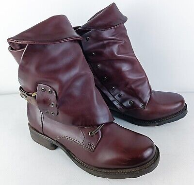 A.S.98 AirStep Womens Flap Boho Biker Ankle Boots Burgundy Size EU 38