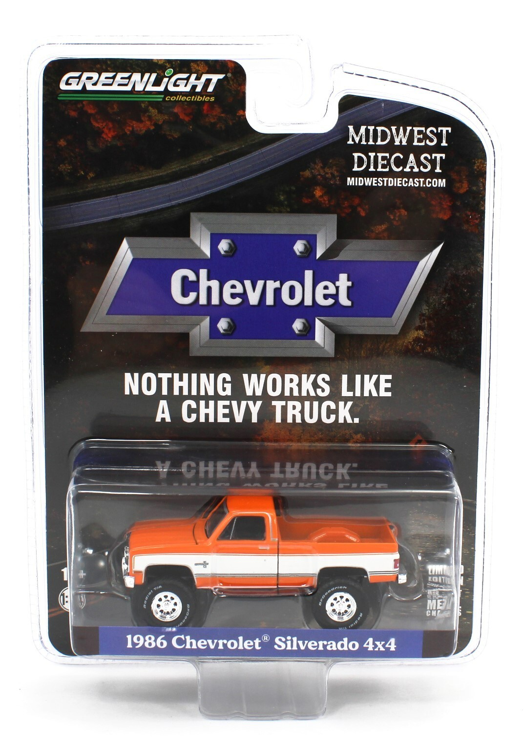 ミニカー Green light Pickup/ Truck Set Amazon.com: 1986 Silverado 4 x 4 Orange & White Diecast