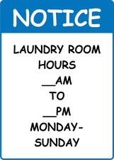 NOTICE LAUNDRY ROOM HOURS 1  Adhesive Vinyl Sign Decal  eBay