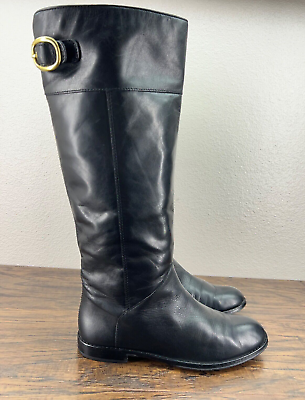 Coach Women s Size 6.5 Maely Bleeker Black Leather Tall Riding