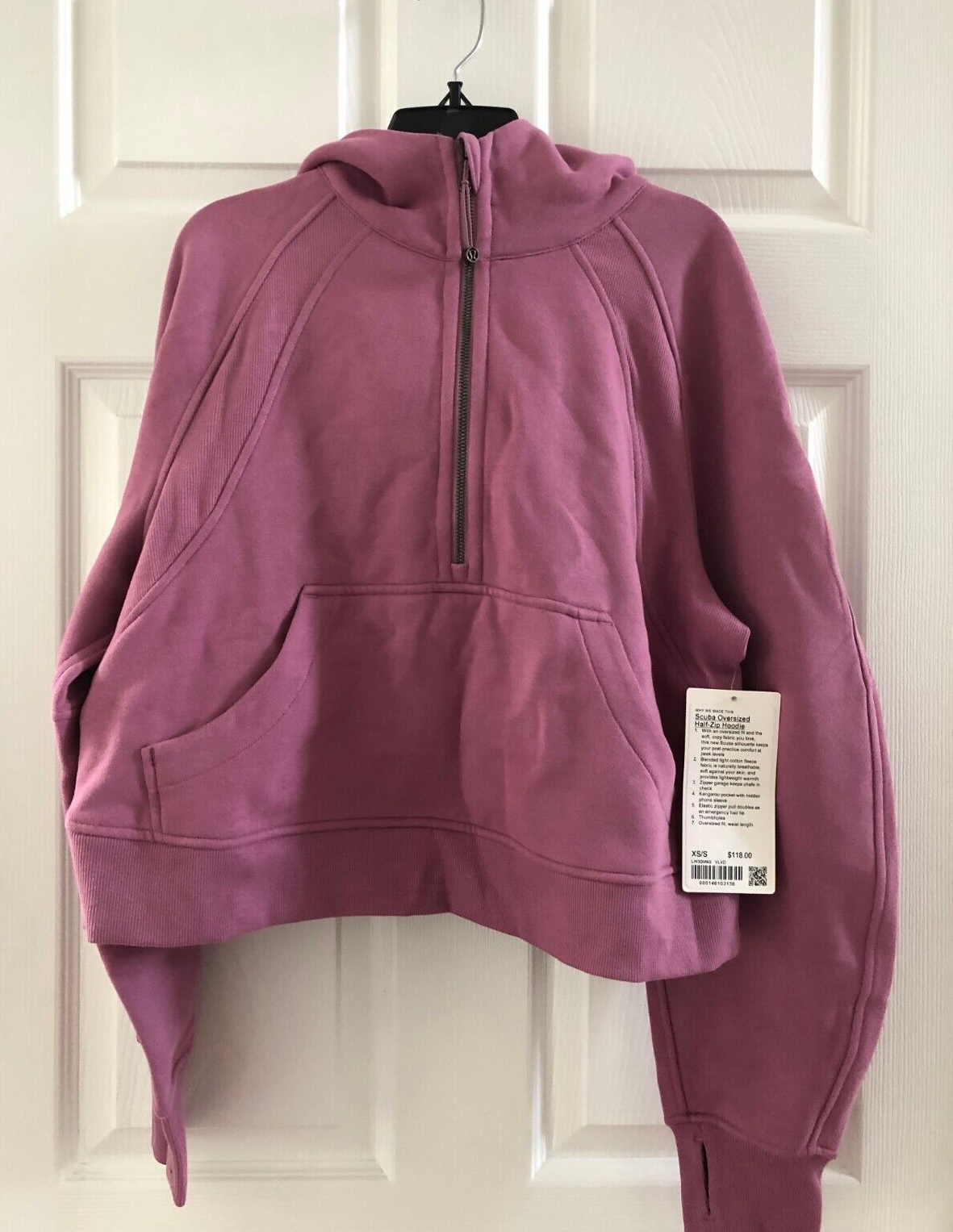 NEW LULULEMON Scuba Oversized Half-Zip Hoodie Size XS/S velvet